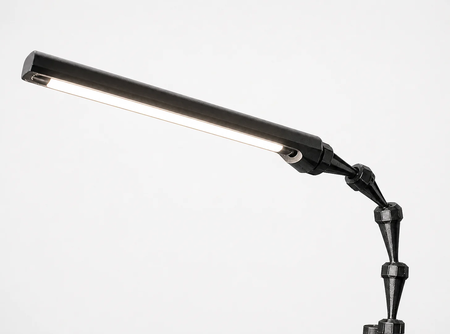 Lampe de bureau articulée noire imprimée en 3D, barre LED allumée